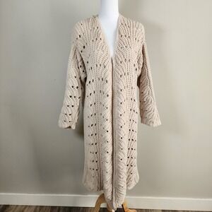 Moon & Madison Open Front Long Cardigan Chunky Knit Womens XL Crochet Boho Soft